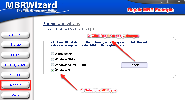 MBR Repair with MBRWizard